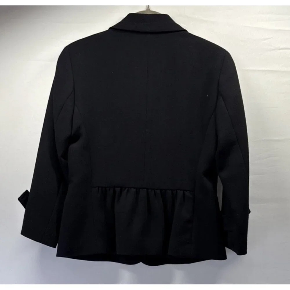 Talbots Women's Blazer Size 2P Petite Solid Black‎ Long Sleeves Buttons Pockets - Picture 2 of 11